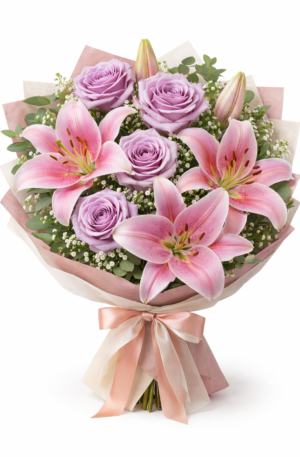 Bouquet Elegancia de Lirios y Rosas