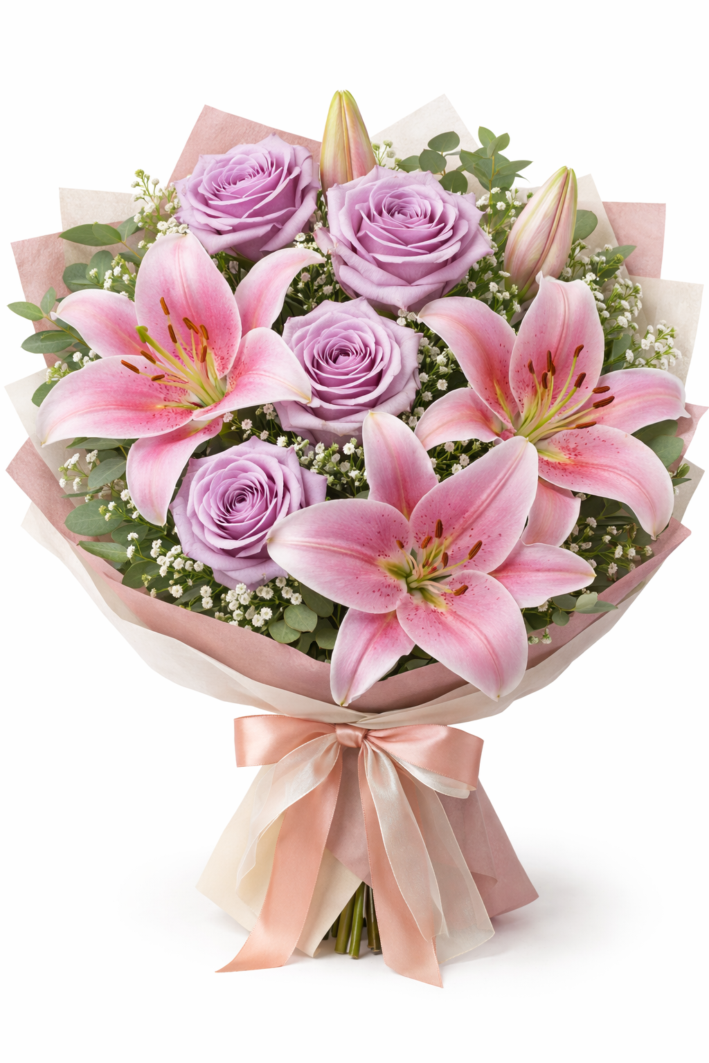 Bouquet Elegancia de Lirios y Rosas