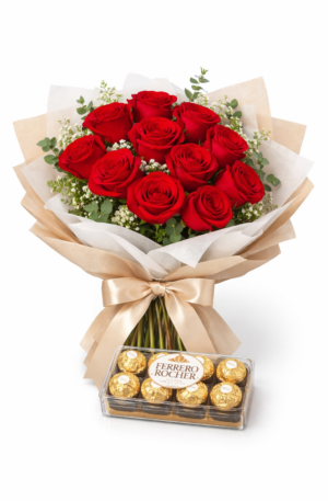 Ramo Clásico de Rosas con Chocolates